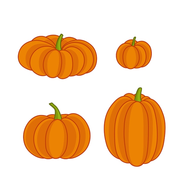 Pumpkin set of four orange pumpkin set cartoon vector