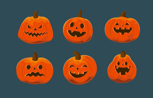 Vettore set di zucche per halloween