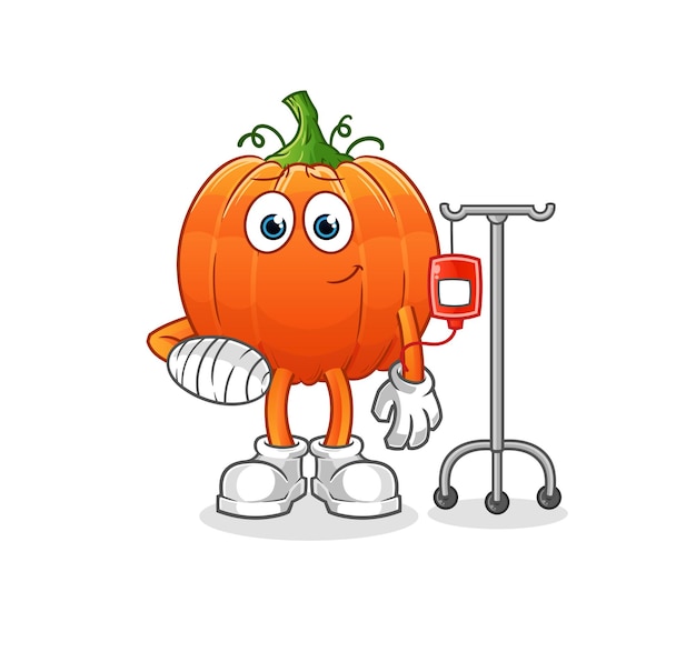 Pumpkin sick in IV illustration character vector