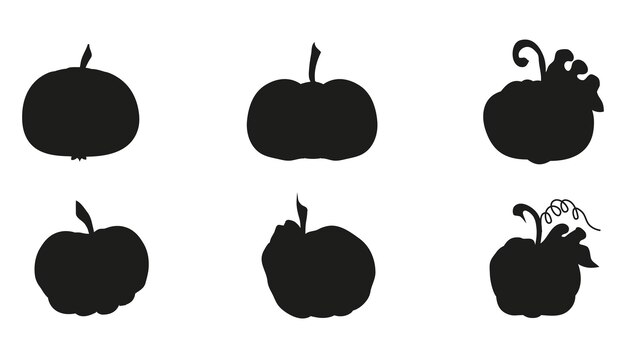 Vector pumpkin silhouette set of various pumpkin silhouettes with different shapes and sizes