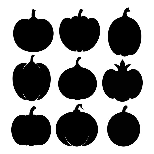 Vector pumpkin silhouettes vector design isolated white background