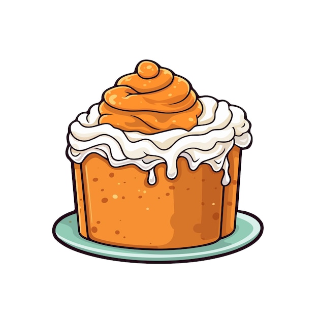 Pumpkin spice cake sticker koele kleuren en kawaii clipart illustratie