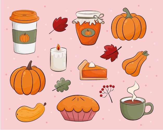 Pumpkin spice Collection vector illustration