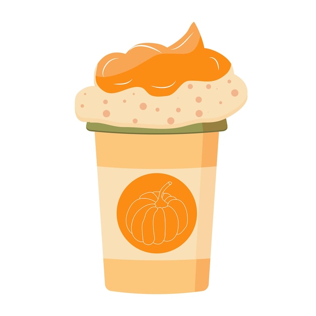 Pumpkin spice latte herfstkoffie in oranje papieren beker