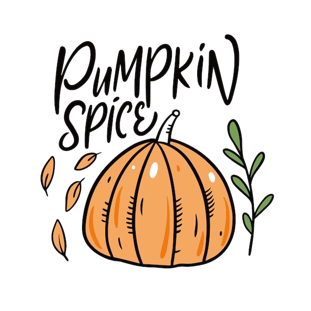 Pumpkin spice moderne kalligrafie cartoon stijl