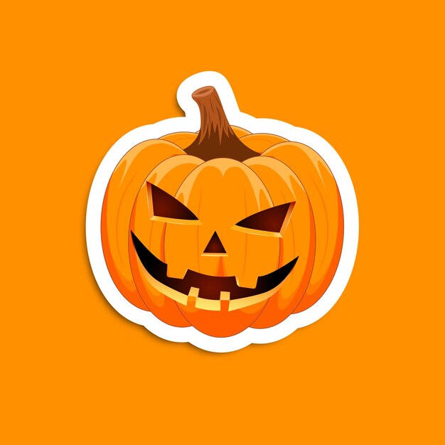 Pumpkin sticker on an orange background.