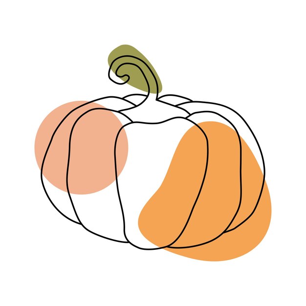 Pumpkin in the style of line art with colored spots