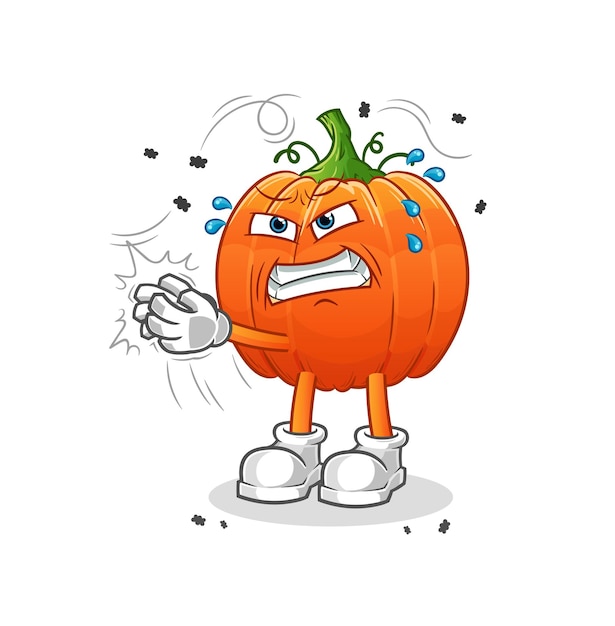 Pumpkin swat fly character cartoon mascot vector