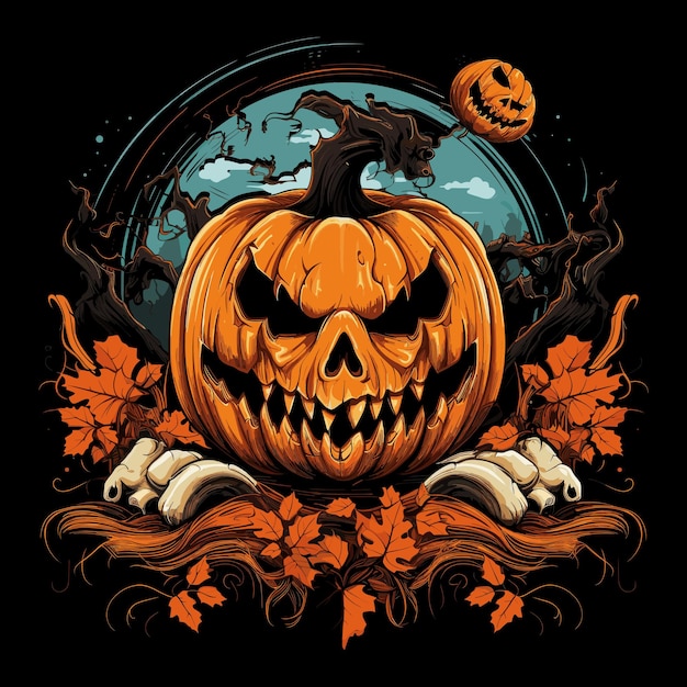 Pumpkin tshirt design vector for halloween day