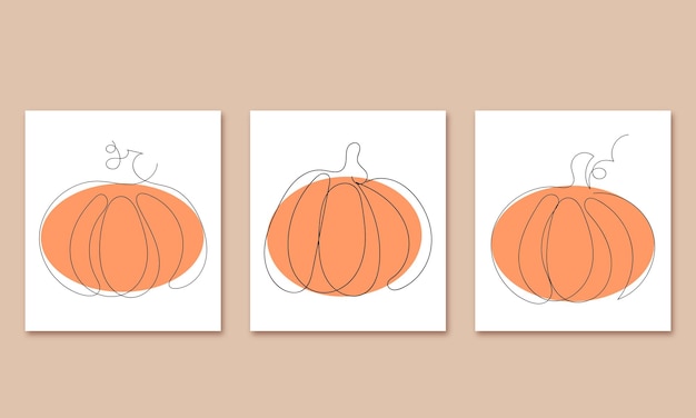 Pumpkin vector drawing set. Colour hand drawn harvest illustration.