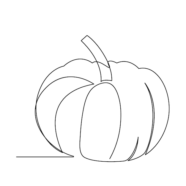 Pumpkin vegetable continuous one line vector art drawing and illustration