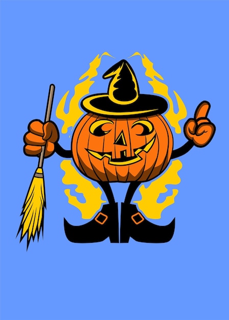 Vector pumpkin witch