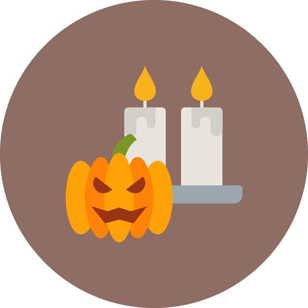 Vector a pumpkin with a candle on it and a candle in the middle