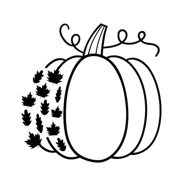 Zucca con foglie zucca di halloween happy halloween vector illustration