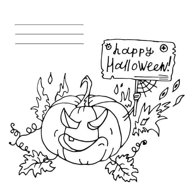 Zucca con un segno illustrazione vettoriale di vacanze autunnali di halloween