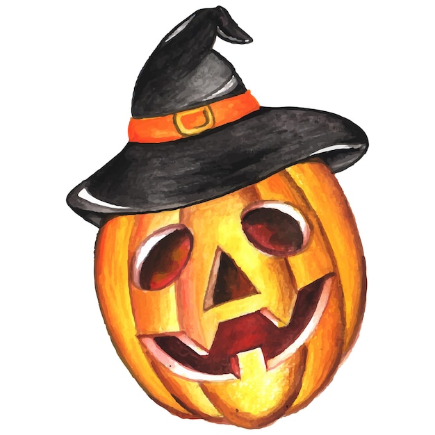 Vector pumpkin with witch head