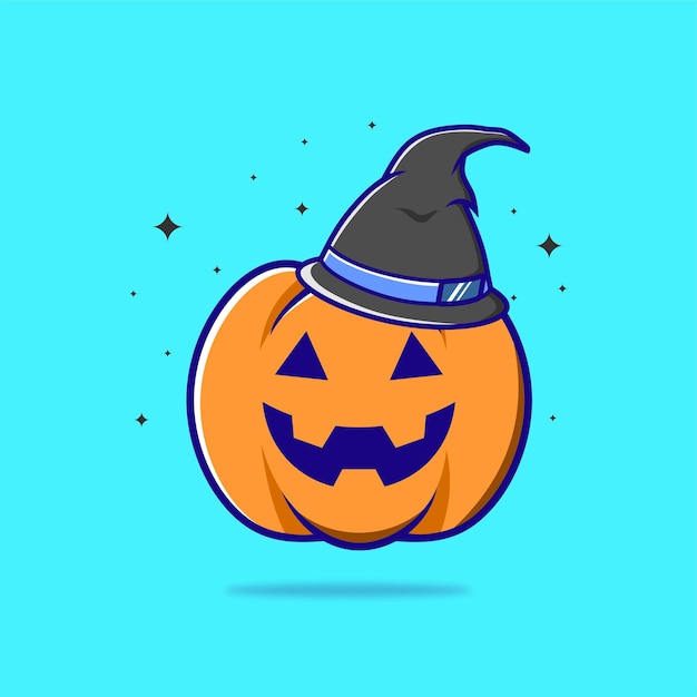 Vector pumpkin with wizard hat halloween