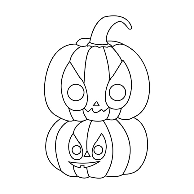 Pumpking single continuous one line out line vector art drawing and tattoo design