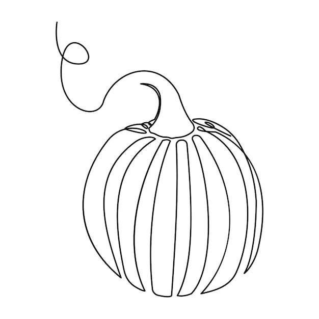 Pumpking single continuous one line out line vector art drawing and tattoo design