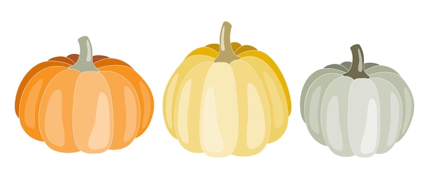 Pumpkins clip art elements. Isolated on white background. Card design, scrapbooking and home decor.