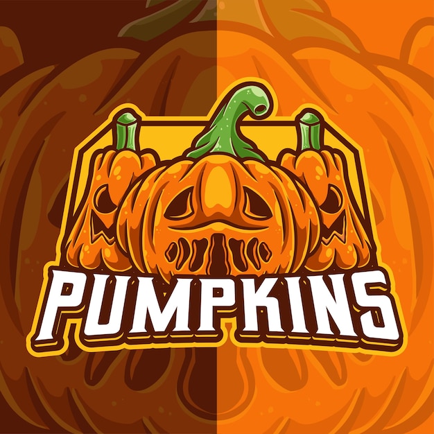 Pumpkins Halloween Mascot Cartoon Logo Template