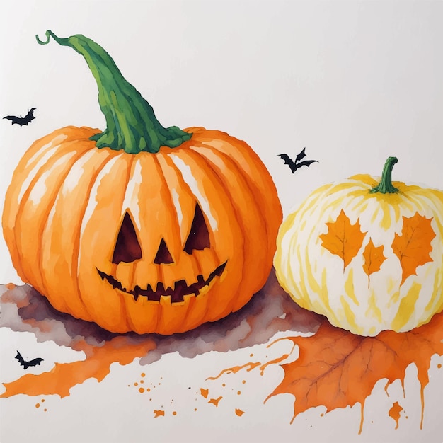 pumpkins for halloween in watercolor