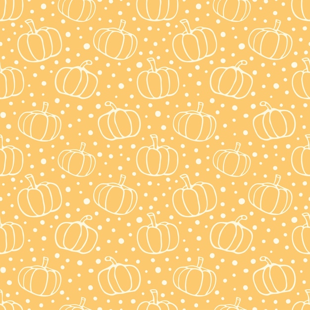Vector pumpkins seamless pattern, cartoon vegetable background