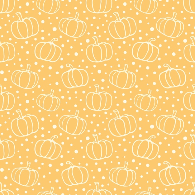 Vector pumpkins seamless pattern, cartoon vegetable background