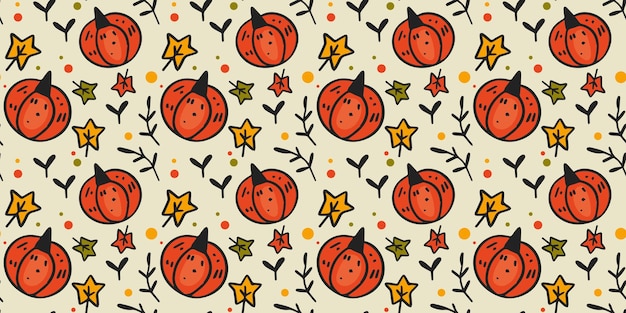 Pumpkins Seamless pattern for Halloween Fabric pattern sticker wrapping paper banner background