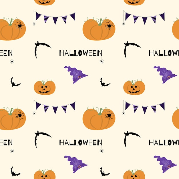 Pumpkins with bats pattern