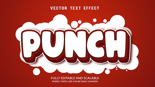 Punch Editable Text Effect Vector With Cute Background