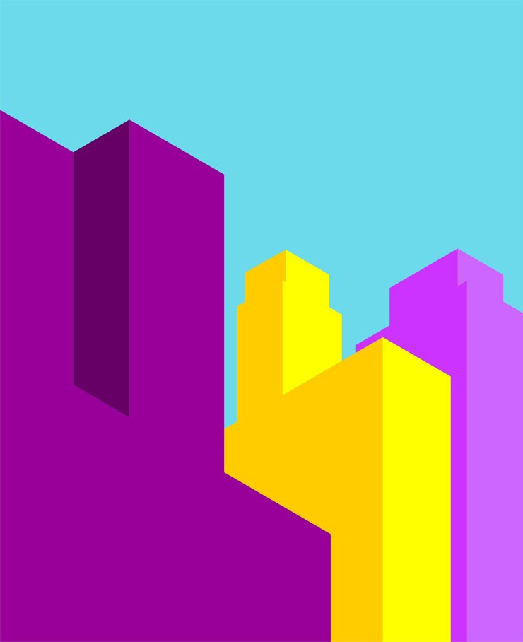 Vector punchy cityscape with bright color background vector stock