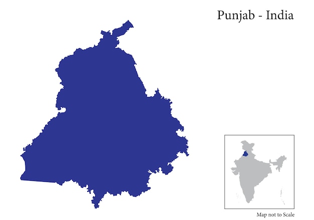 Vector punjab india vector map isolated on white background