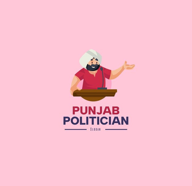 Punjab politician vector mascot logo template