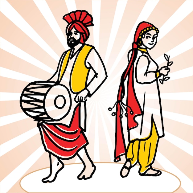 Punjabi Man and Woman Dancing