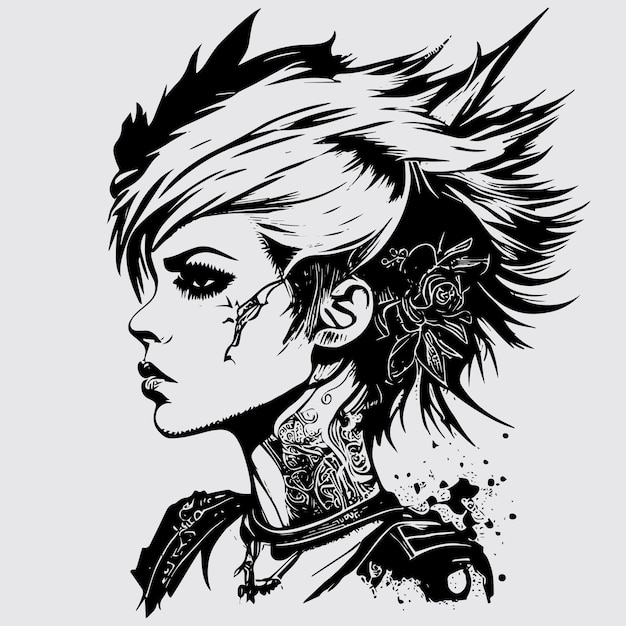 Punk Girl Illustrations Fierce Attitude of Rebel with a Cause