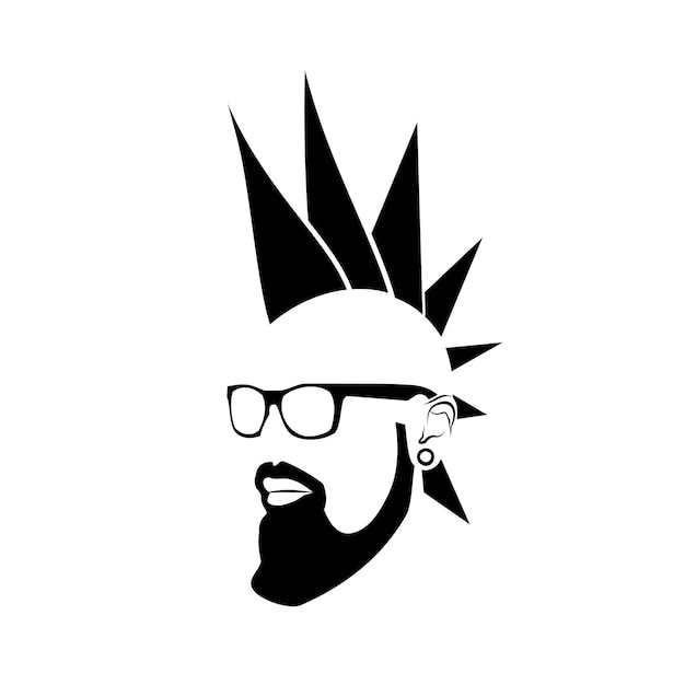 Punk hair style icon silhouette