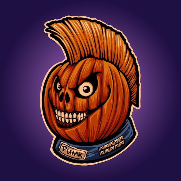 The punk pumpkin halloween illustration