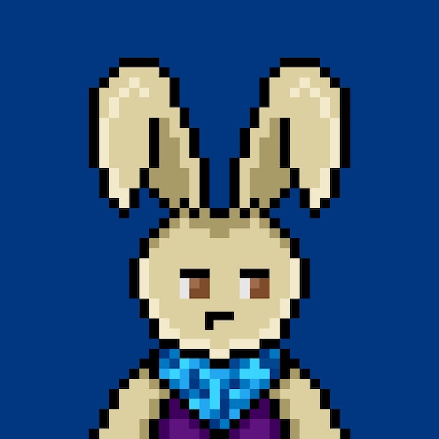Vector punk rabbit pixel art design no 196