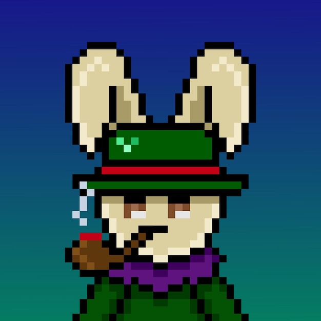 Vector punk rabbit pixel art design no 269