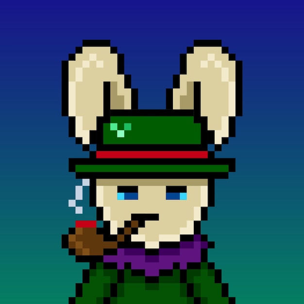 Punk rabbit pixel art design no 288