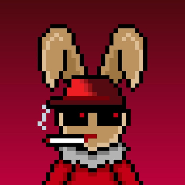 Punk rabbit pixel art design no 326