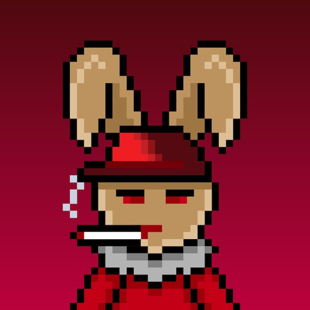 Punk rabbit pixel art design no 329