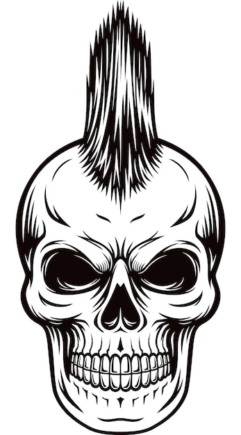 Vector punk rock skull face illustration