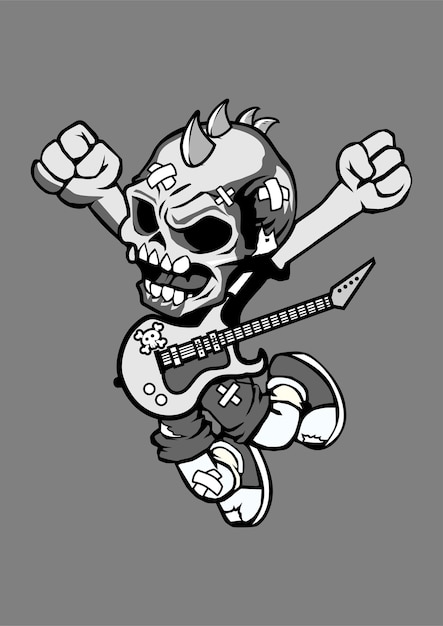 Vector punk rocker metal gitaar stripfiguur