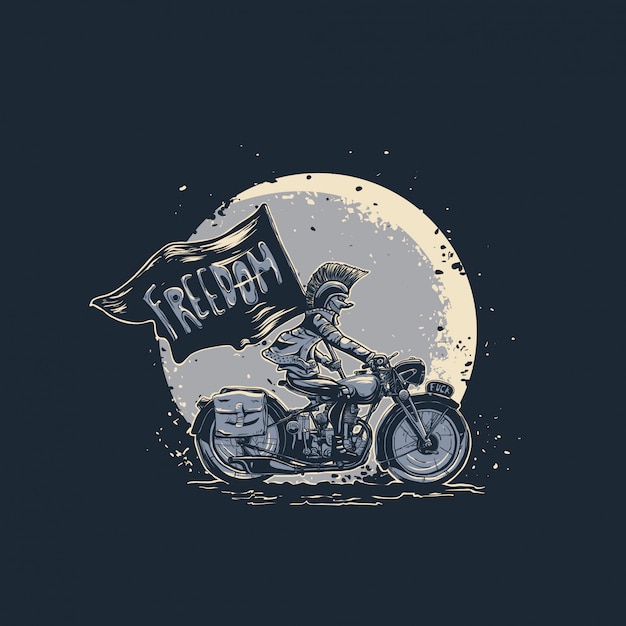 Punk with motorcycle illustration