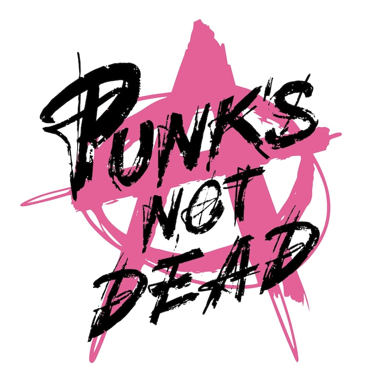 Vector punks not dead graphic with bright pink design