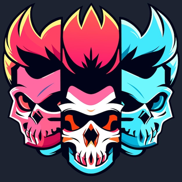 Punky Skull Concept Icon Design Collection