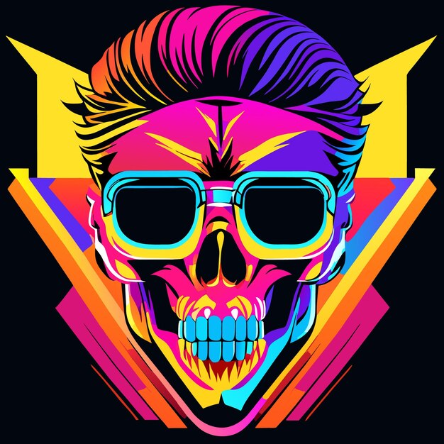 Vector punky skull flat vector art