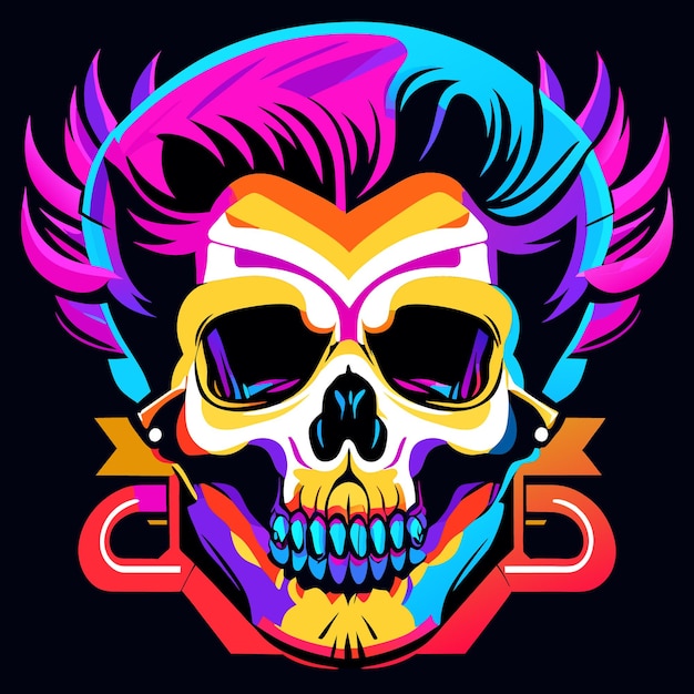 Punky Skull Vector Art Elements